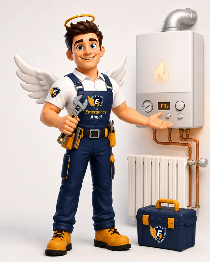 Emergency heating engineer providing boiler support