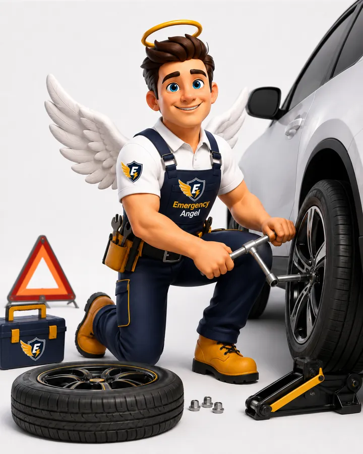 Mobile tyre technician providing emergency tyre support